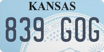 KS license plate 839GOG