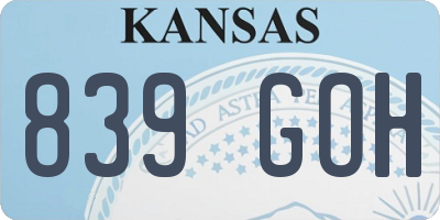 KS license plate 839GOH