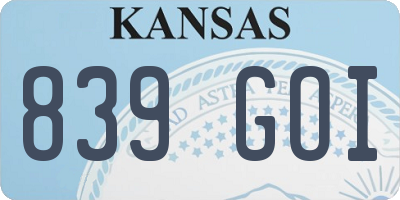 KS license plate 839GOI