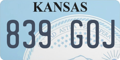 KS license plate 839GOJ