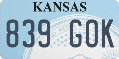 KS license plate 839GOK