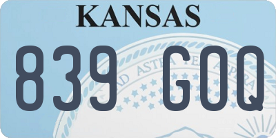KS license plate 839GOQ