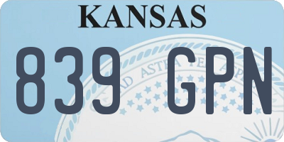 KS license plate 839GPN