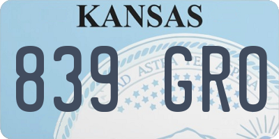 KS license plate 839GRO