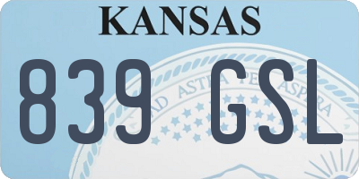 KS license plate 839GSL