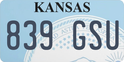 KS license plate 839GSU