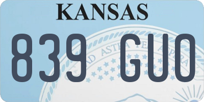 KS license plate 839GUO