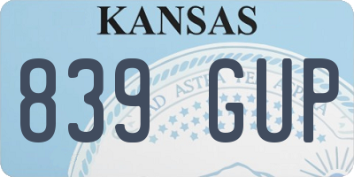 KS license plate 839GUP