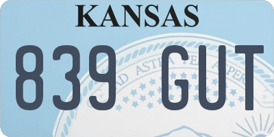 KS license plate 839GUT