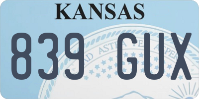 KS license plate 839GUX