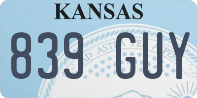 KS license plate 839GUY