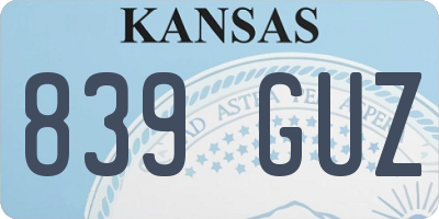 KS license plate 839GUZ