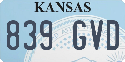 KS license plate 839GVD