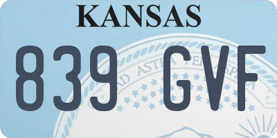 KS license plate 839GVF