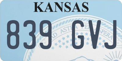 KS license plate 839GVJ