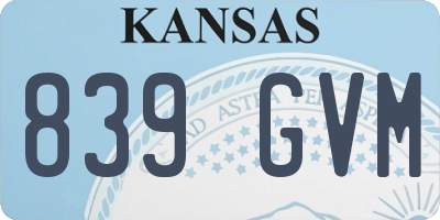 KS license plate 839GVM