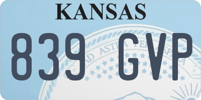 KS license plate 839GVP