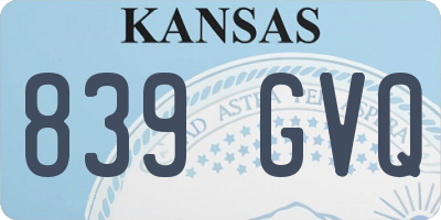 KS license plate 839GVQ