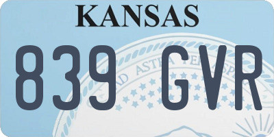 KS license plate 839GVR