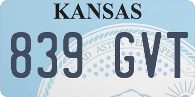 KS license plate 839GVT