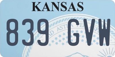 KS license plate 839GVW