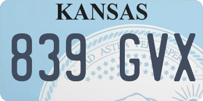 KS license plate 839GVX