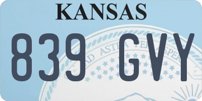 KS license plate 839GVY