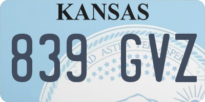 KS license plate 839GVZ