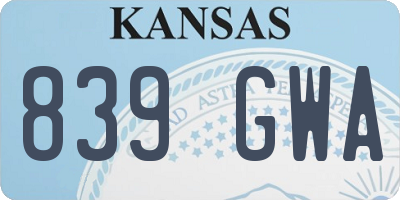 KS license plate 839GWA