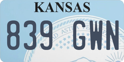 KS license plate 839GWN
