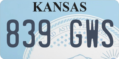 KS license plate 839GWS