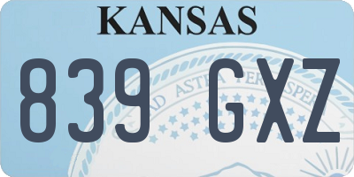 KS license plate 839GXZ