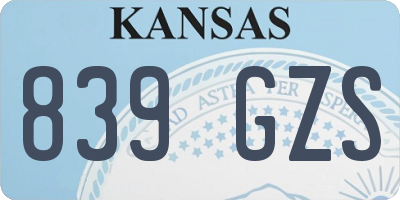 KS license plate 839GZS