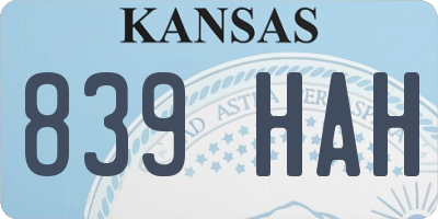KS license plate 839HAH