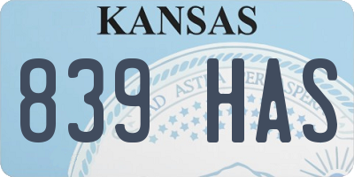 KS license plate 839HAS