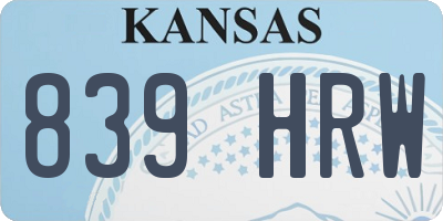 KS license plate 839HRW