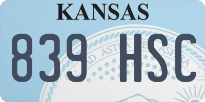 KS license plate 839HSC
