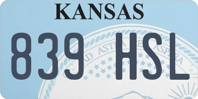 KS license plate 839HSL
