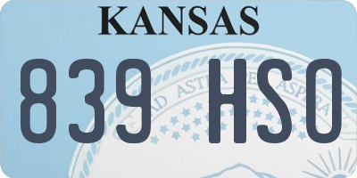 KS license plate 839HSO