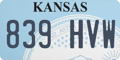 KS license plate 839HVW