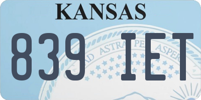 KS license plate 839IET