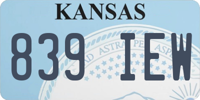 KS license plate 839IEW