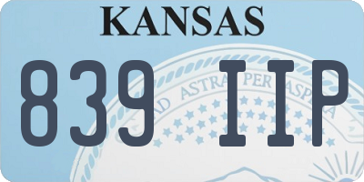 KS license plate 839IIP
