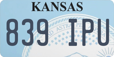 KS license plate 839IPU