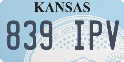 KS license plate 839IPV