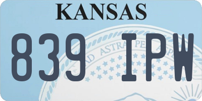KS license plate 839IPW