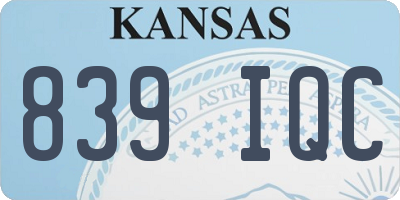 KS license plate 839IQC