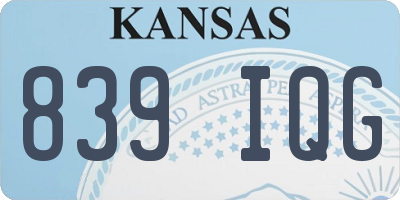 KS license plate 839IQG