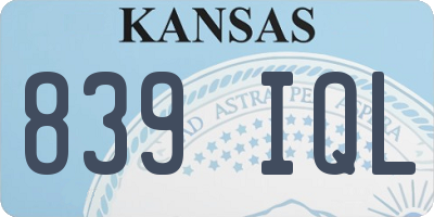KS license plate 839IQL