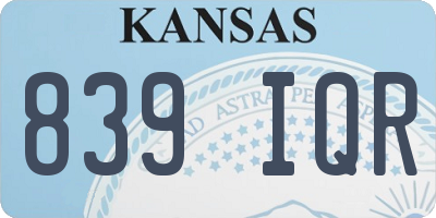 KS license plate 839IQR